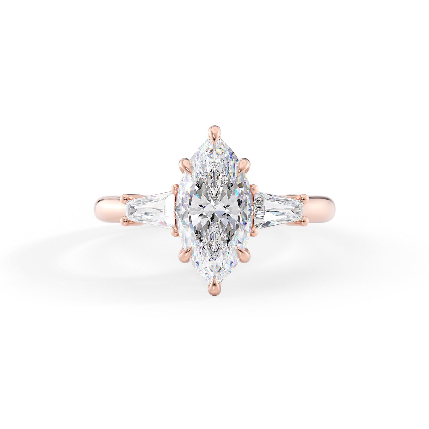 Madison-1.80 Carats Marquise Moissanite Three Stone Engagement Ring