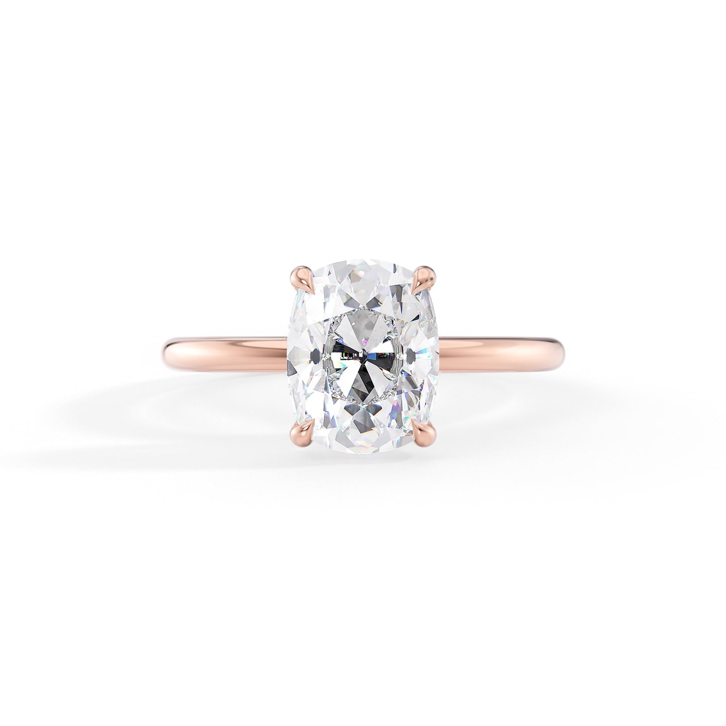 Daisy-1.80 Carats Cushion Moissanite Hidden Halo Engagement Ring