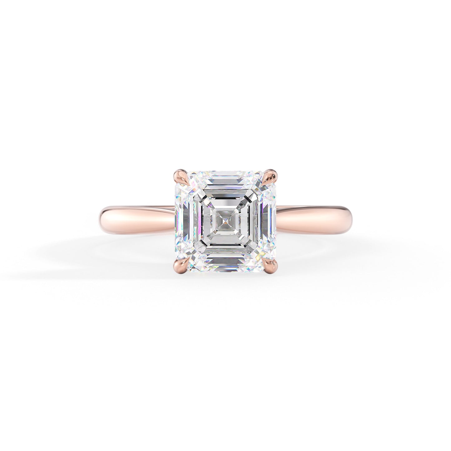 Taylor-1.0 Carats Asscher Moissanite Hidden Halo Engagement Ring