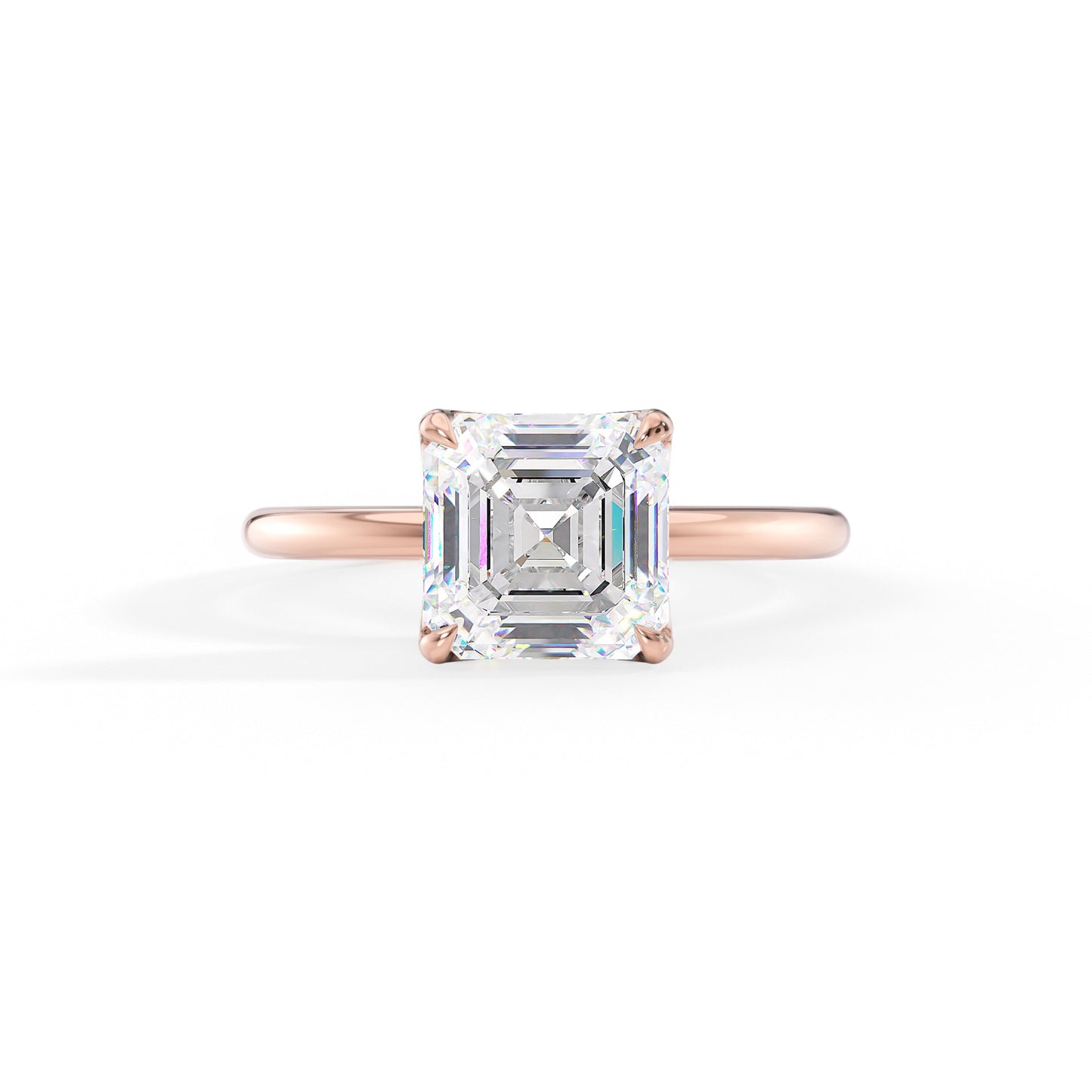 Daisy-1.0 Carats Asscher Moissanite Solitaire Engagement Ring