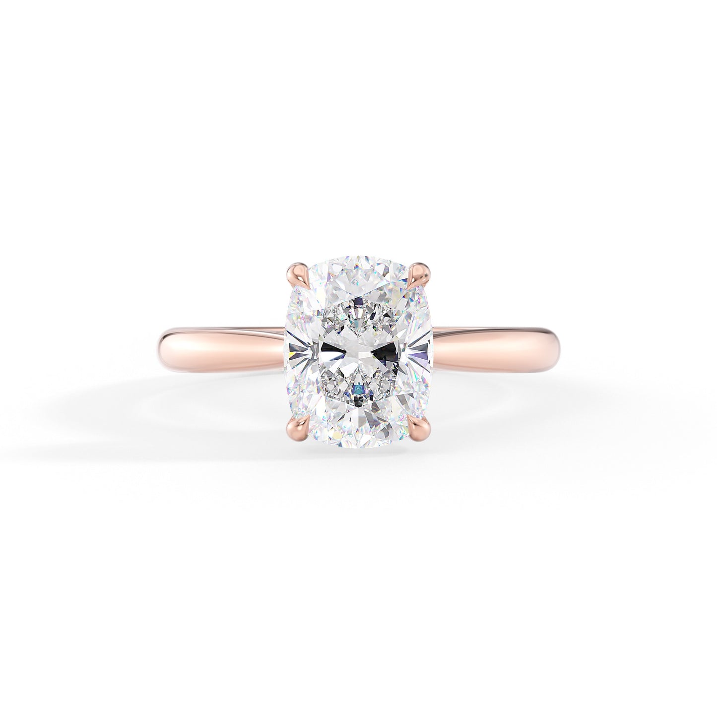 Eleanor-1.30 Carats Cushion Moissanite Hidden Halo Engagement Ring