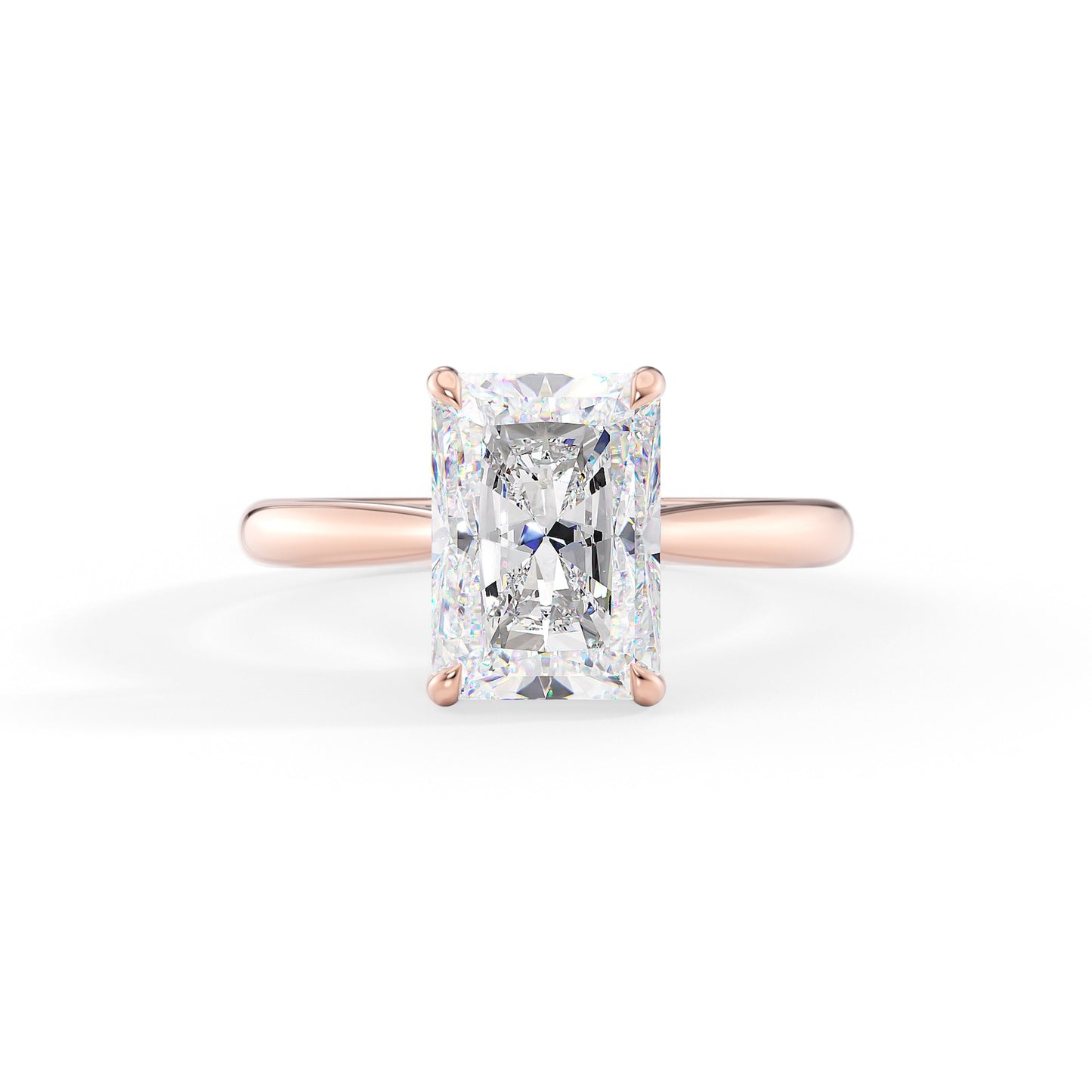 Molly-1.20 Carats Radiant Moissanite Hidden Halo Engagement Ring