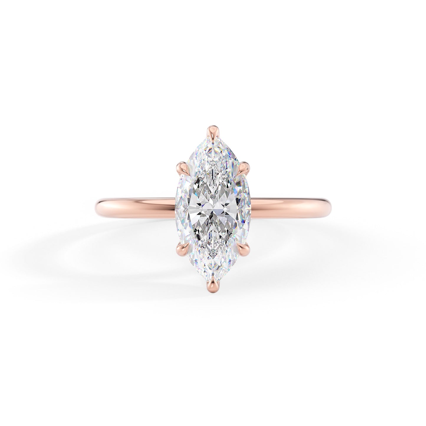 Gracie-1.0 Carats Marquise Moissanite Hidden Halo Engagement Ring