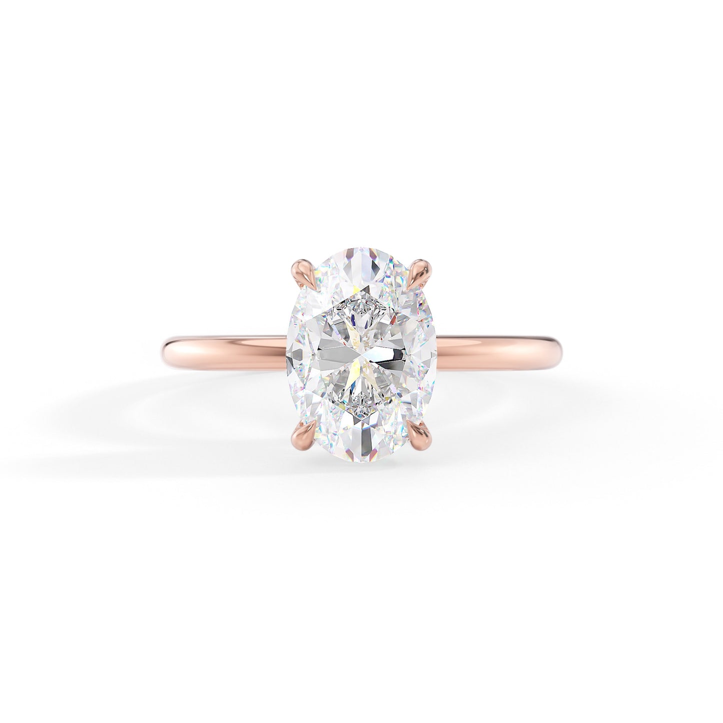 Alexandra-1.50 Carats Oval Moissanite Hidden Halo Engagement Ring