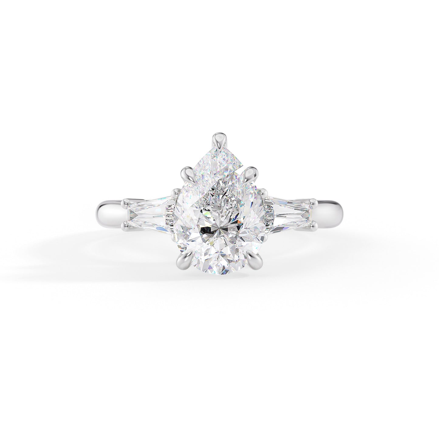 Reagan-1.80 Carats Pear Moissanite Three Stone Engagement Ring