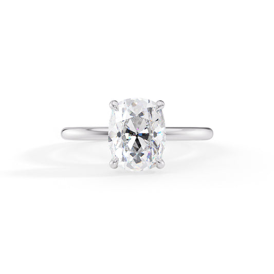 Daisy-1.80 Carats Cushion Moissanite Hidden Halo Engagement Ring