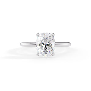 Daisy-1.80 Carats Cushion Moissanite Hidden Halo Engagement Ring