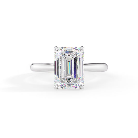 Willow-1.20 Carats Emerald Moissanite Hidden Halo Engagement Ring