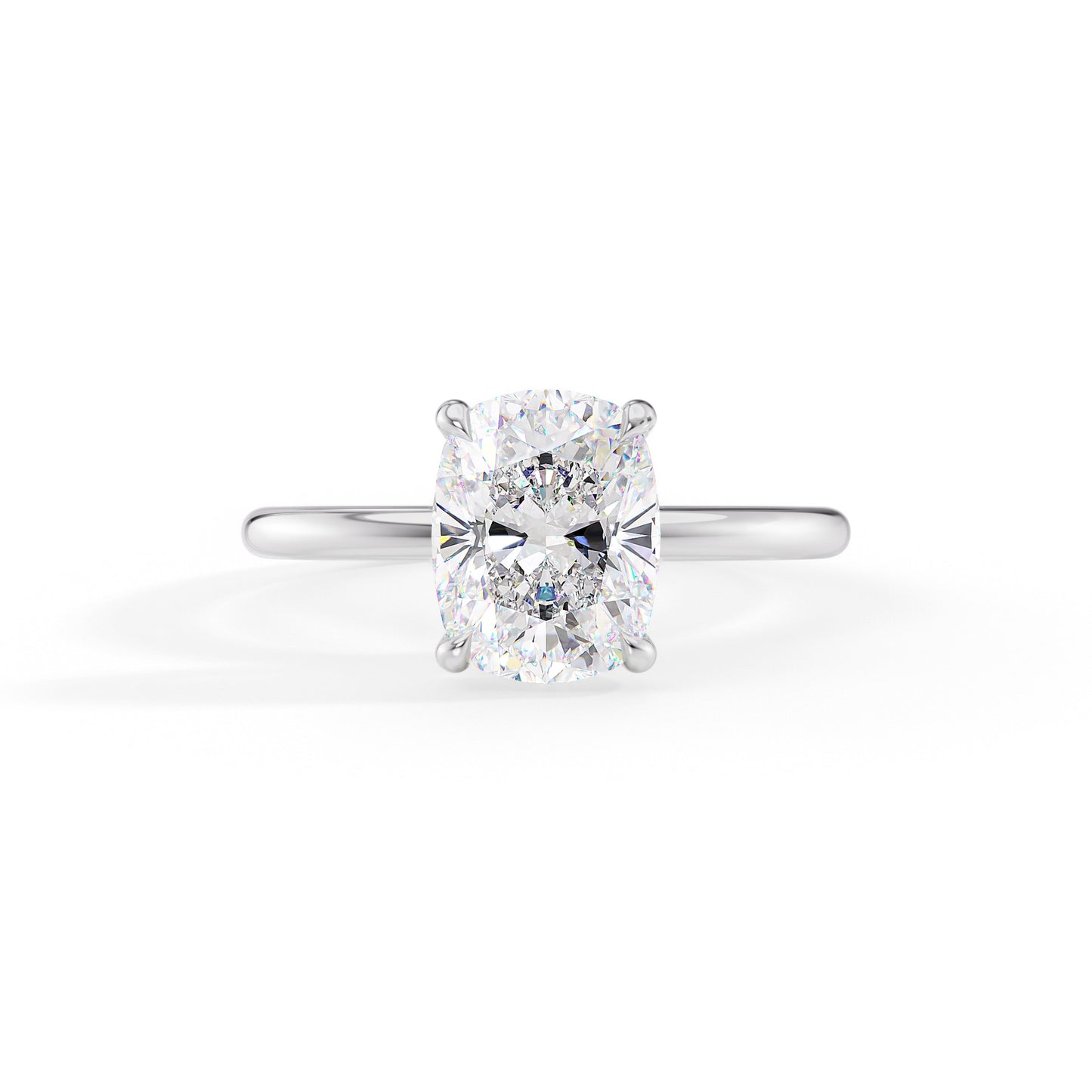 Ava-1.80 Carats Cushion Moissanite Hidden Halo Engagement Ring