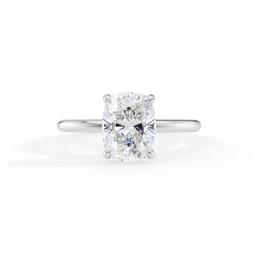 Ava-1.80 Carats Cushion Moissanite Hidden Halo Engagement Ring