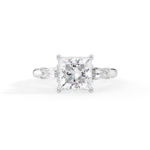 Rachel-2.10 Carats Princess Moissanite Three Stone Engagement Ring