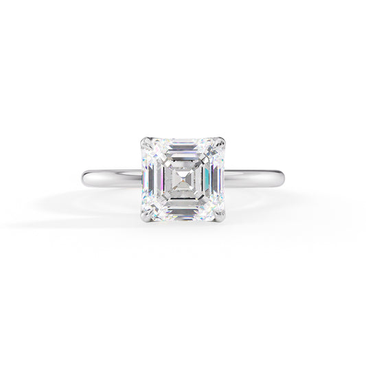 Daisy-1.0 Carats Asscher Moissanite Solitaire Engagement Ring