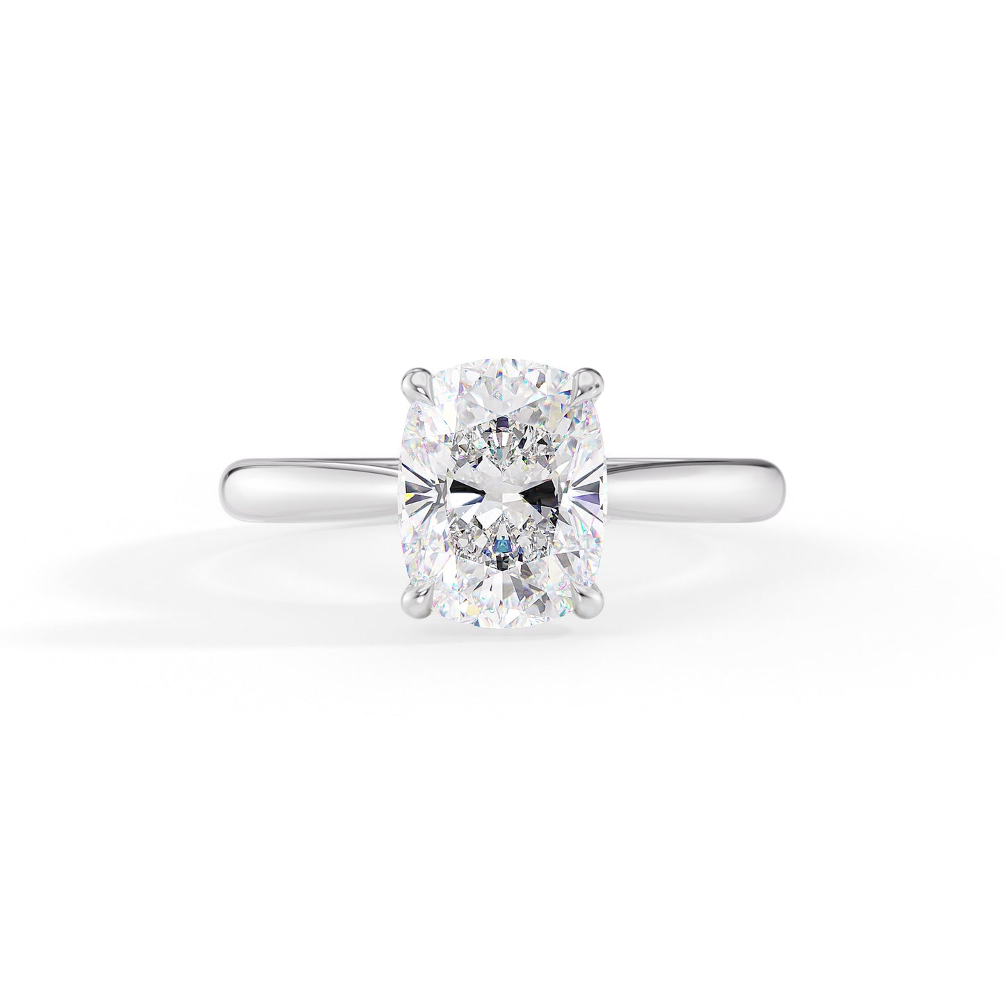 Eleanor-1.30 Carats Cushion Moissanite Hidden Halo Engagement Ring