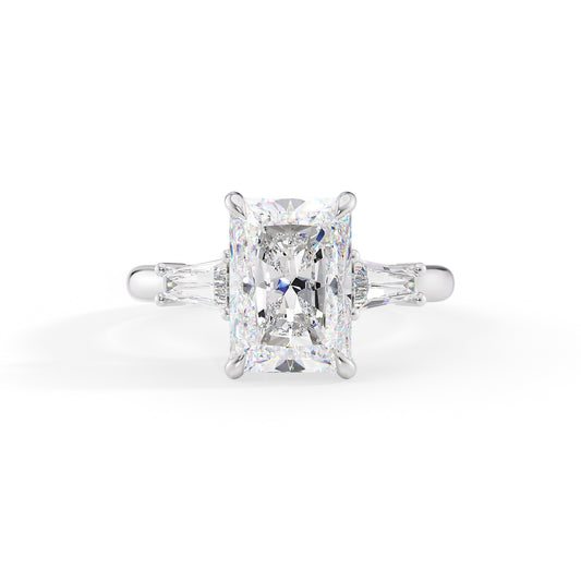 Isabella-3.0 Carats Radiant Moissanite Three Stone Engagement Ring