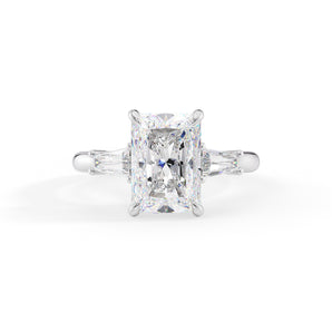 Isabella-3.0 Carats Radiant Moissanite Three Stone Engagement Ring