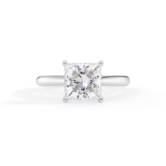 Elizabeth-1.0 Carats Princess Moissanite Hidden Halo Engagement Ring
