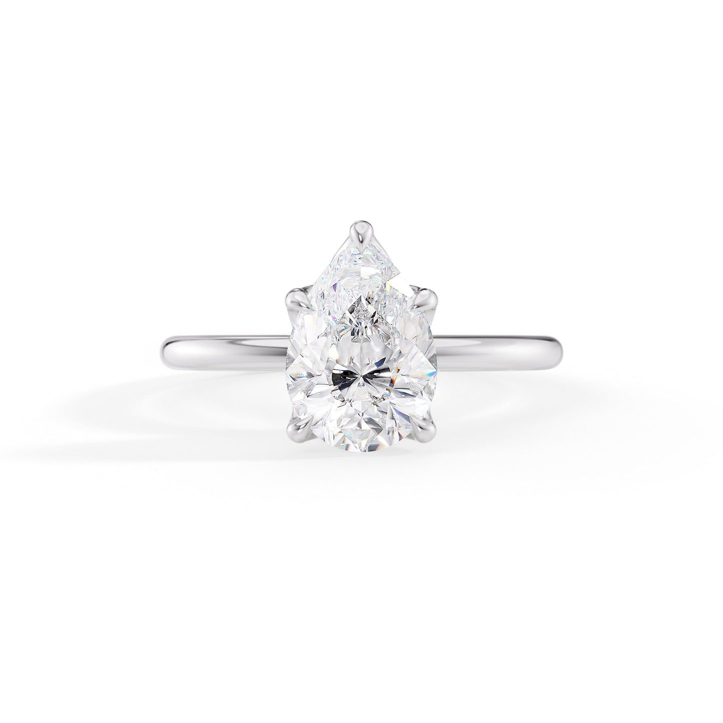 Faith-1.50 Carats Pear Moissanite Solitaire Engagement Ring