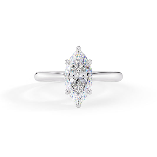 Zoe-1.0 Carats Marquise Moissanite Hidden Halo Engagement Ring