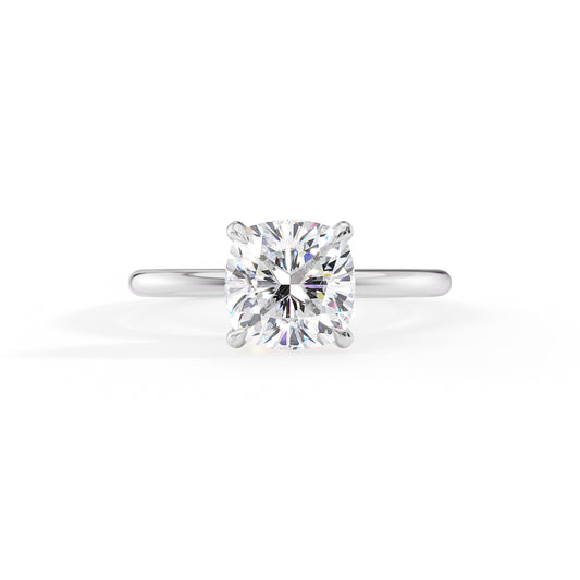 Lily-1.30 Carats Cushion Moissanite Solitaire Engagement Ring