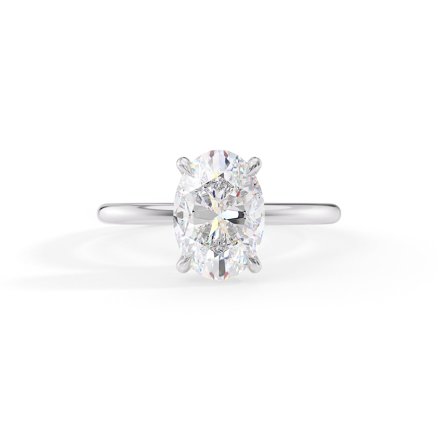 Alexandra-1.50 Carats Oval Moissanite Hidden Halo Engagement Ring