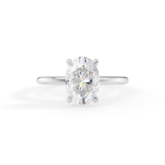Alexandra-1.50 Carats Oval Moissanite Hidden Halo Engagement Ring