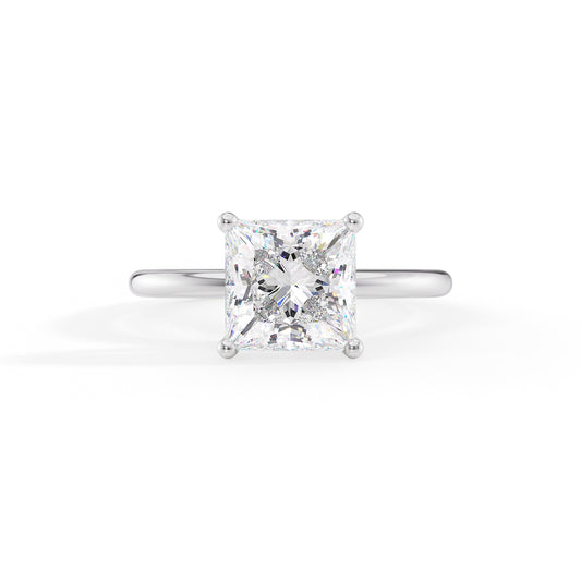 Emery-2.10 Carats Princess Moissanite Hidden Halo Engagement Ring