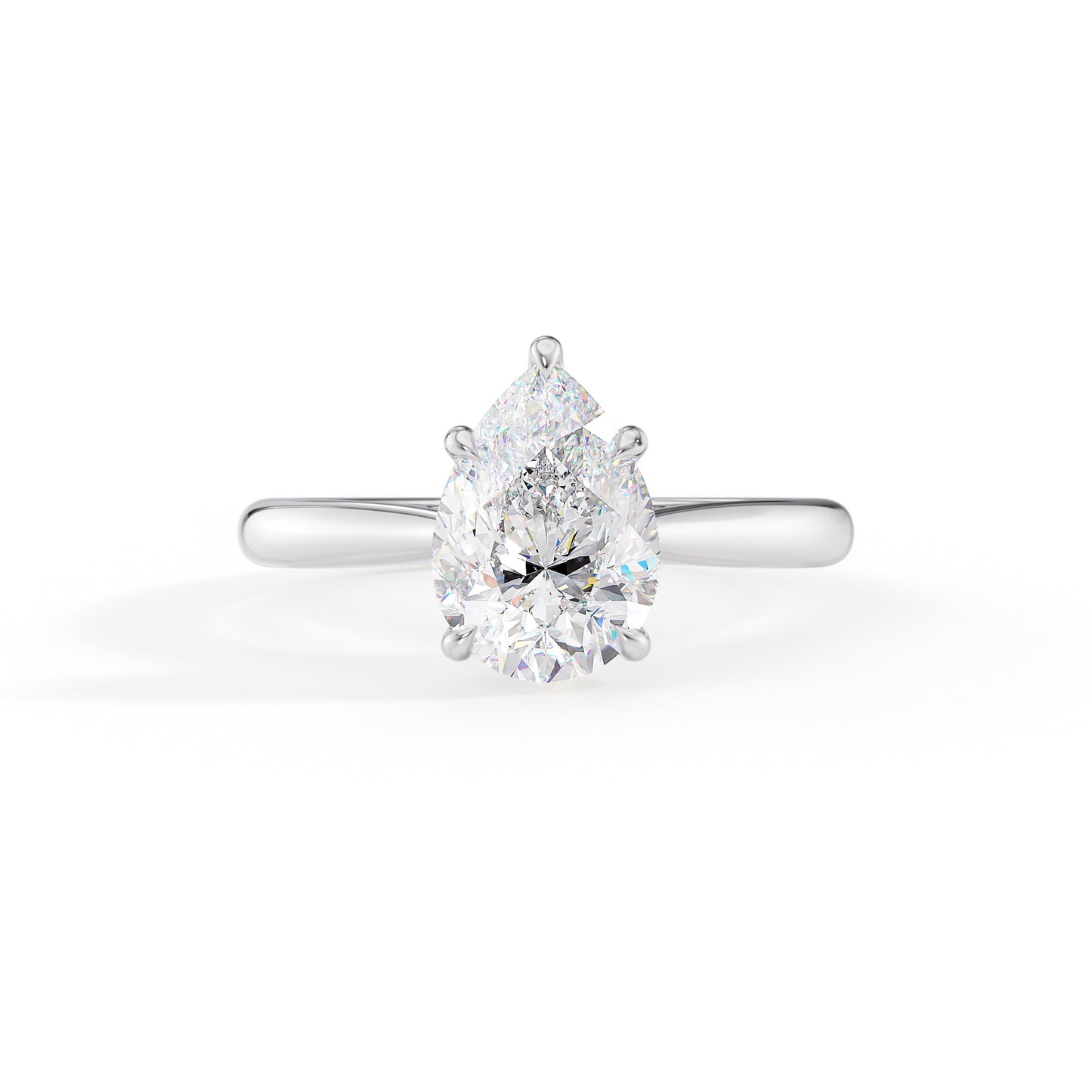 Maria-1.0 Carats Pear Moissanite Hidden Halo Engagement Ring