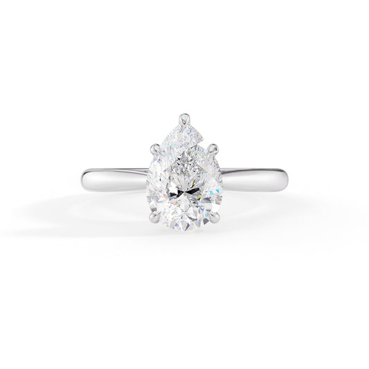 Maria-1.0 Carats Pear Moissanite Hidden Halo Engagement Ring