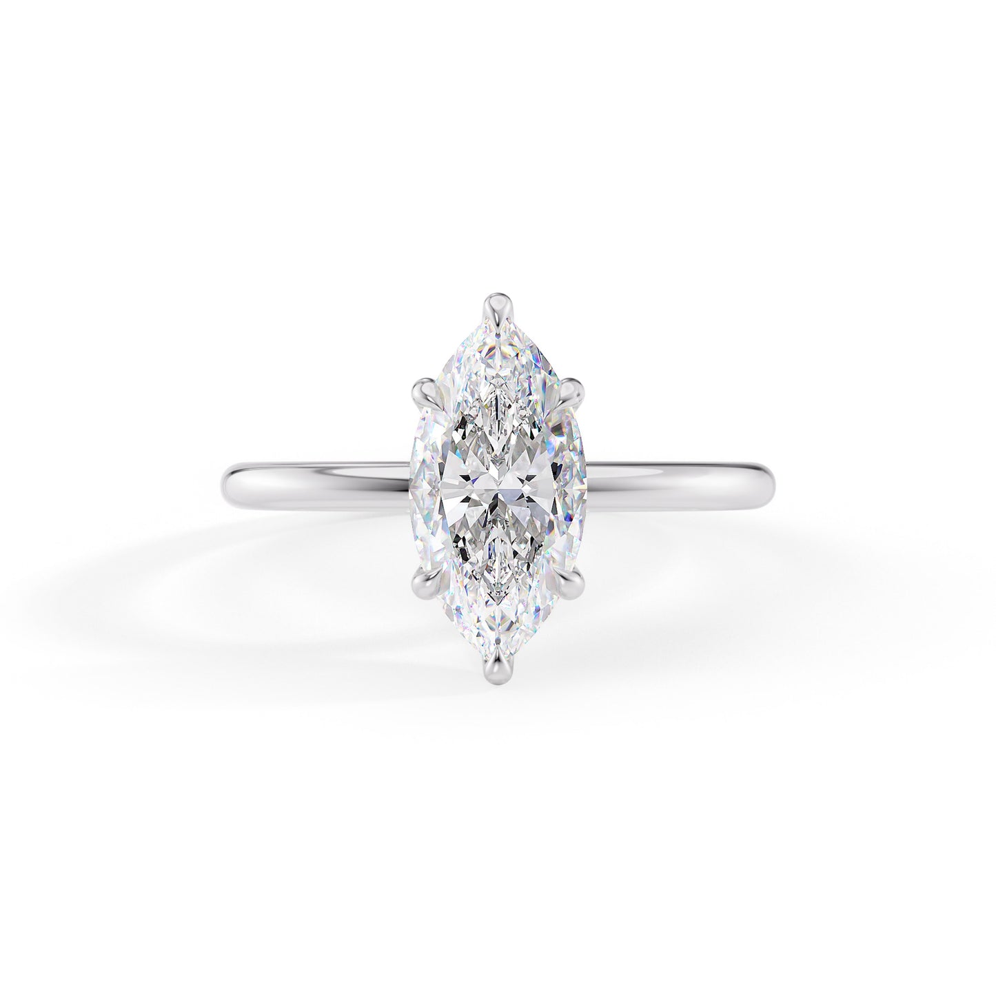 Gracie-1.0 Carats Marquise Moissanite Hidden Halo Engagement Ring