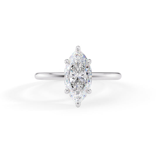 Gracie-1.0 Carats Marquise Moissanite Hidden Halo Engagement Ring