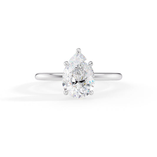 Kylie-1.50 Carats Pear Moissanite Hidden Halo Engagement Ring