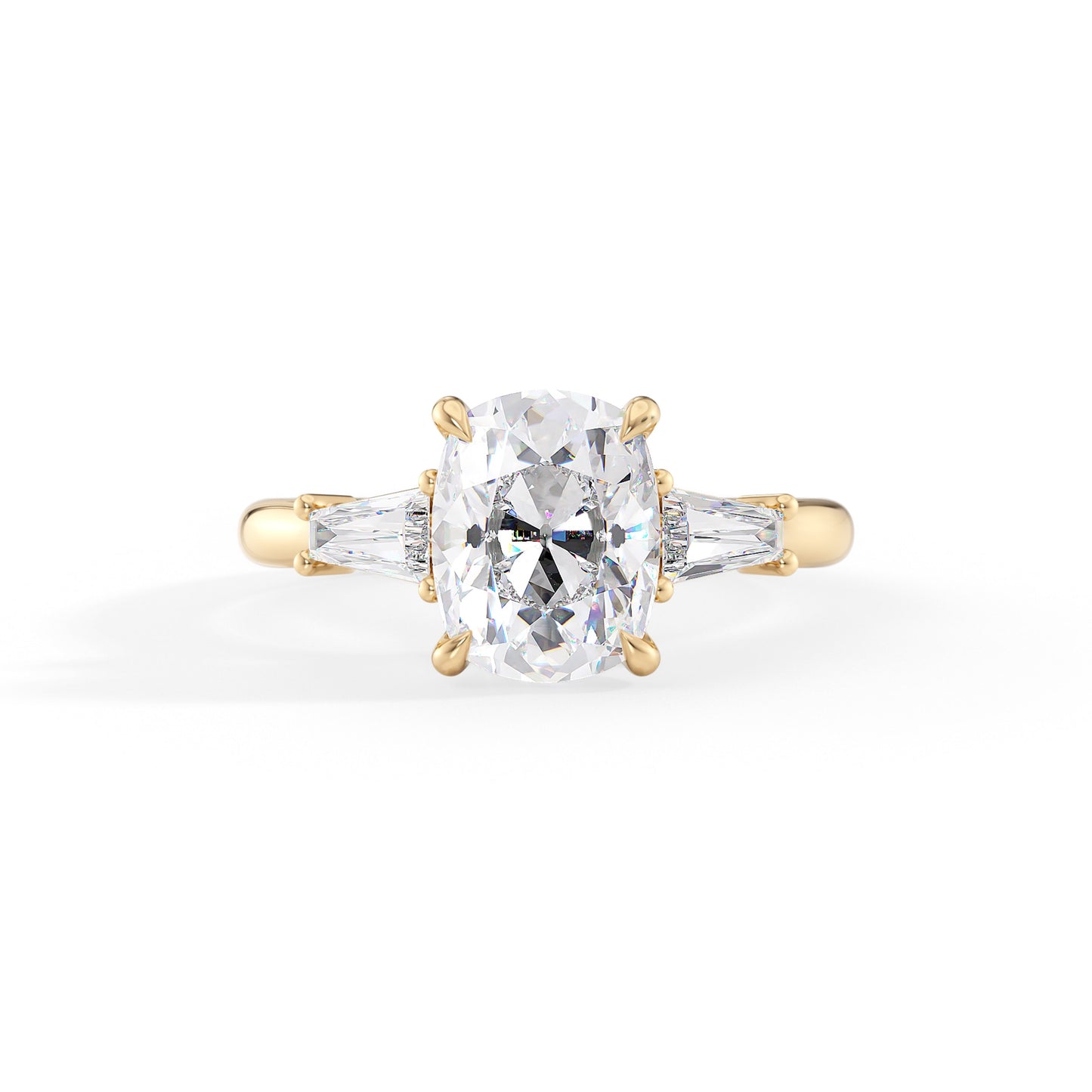 Summer-2.20 Carats Cushion Moissanite Three Stone Engagement Ring