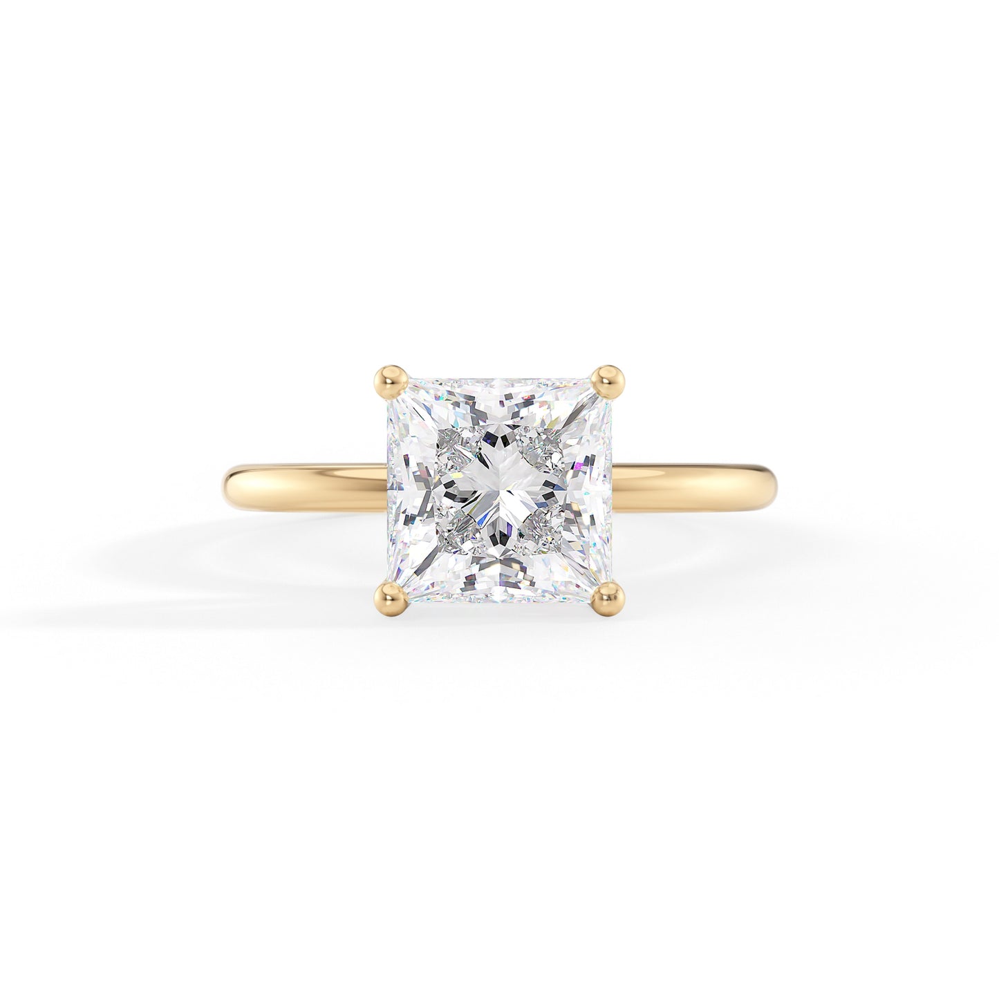 Emery-2.10 Carats Princess Moissanite Hidden Halo Engagement Ring