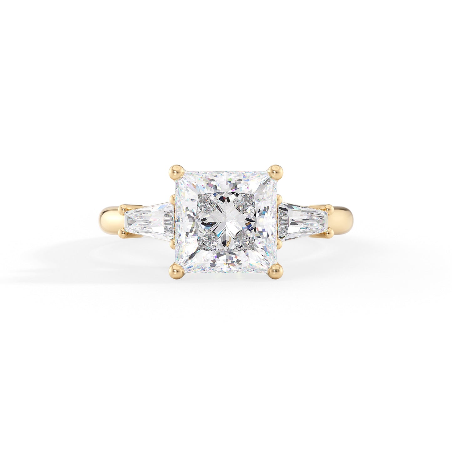 Rachel-2.10 Carats Princess Moissanite Three Stone Engagement Ring