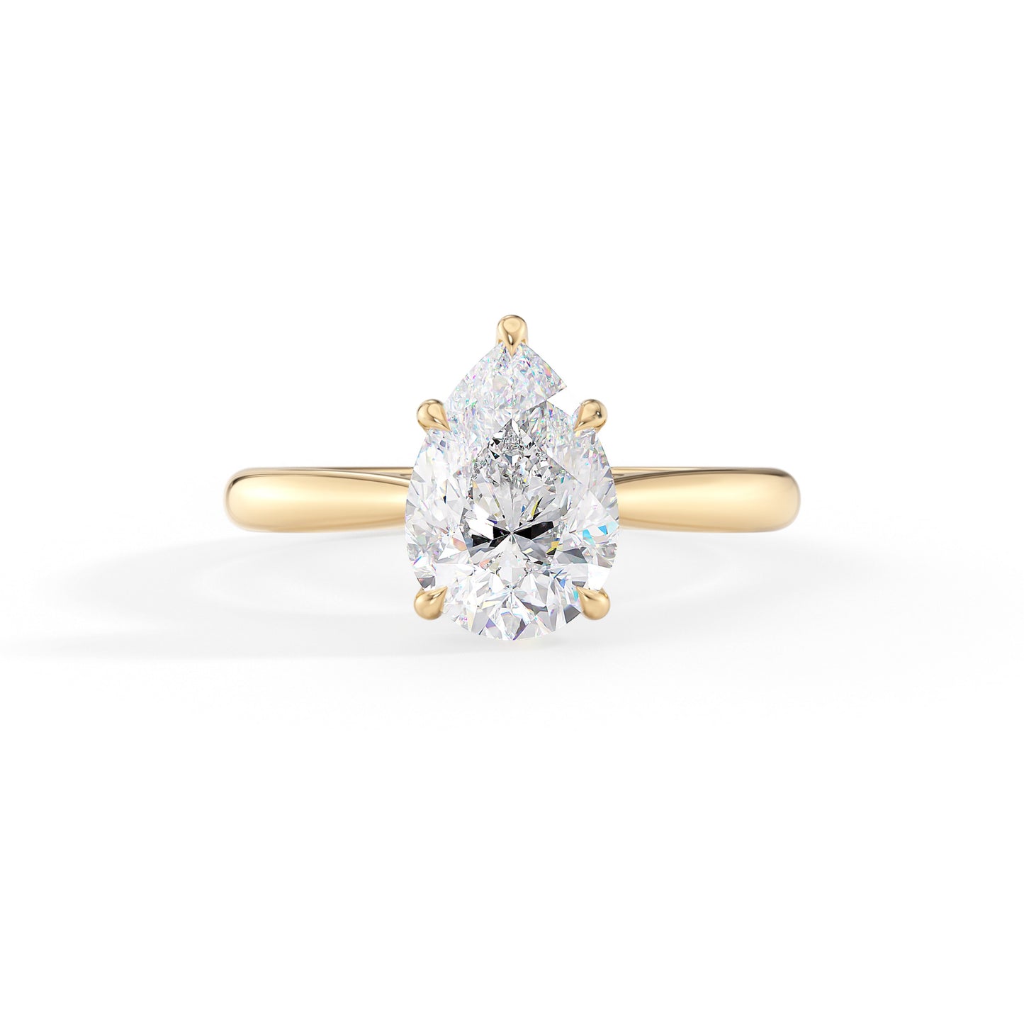 Maria-1.0 Carats Pear Moissanite Hidden Halo Engagement Ring