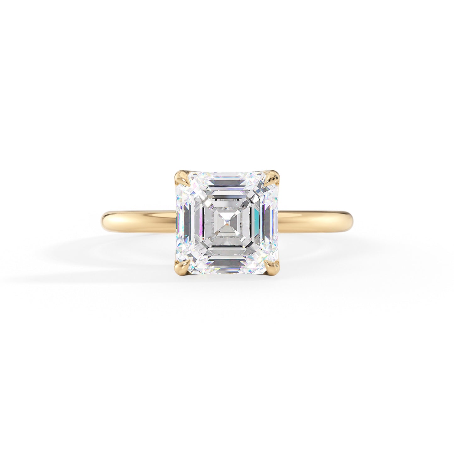 Daisy-1.0 Carats Asscher Moissanite Solitaire Engagement Ring