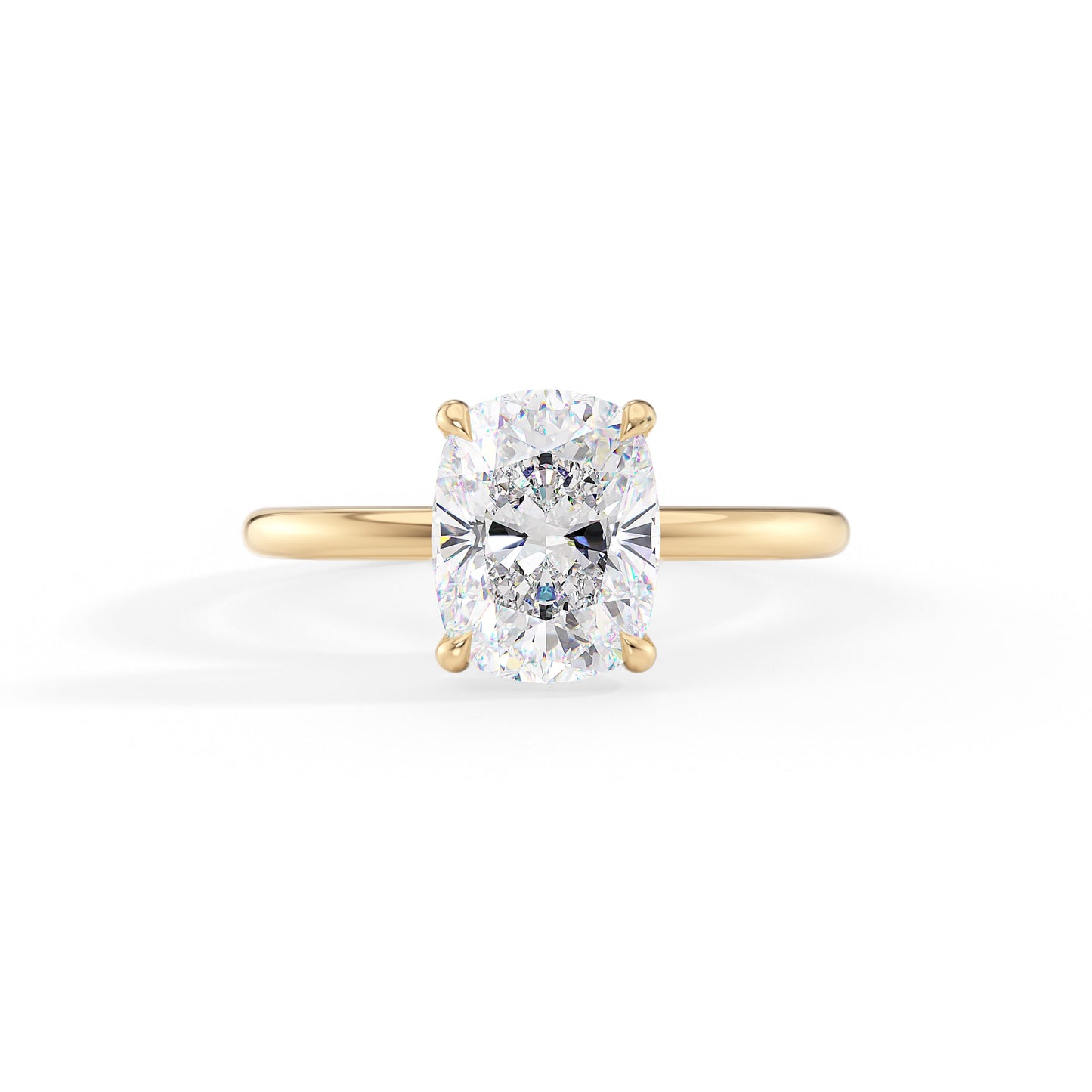 Ava-1.80 Carats Cushion Moissanite Hidden Halo Engagement Ring