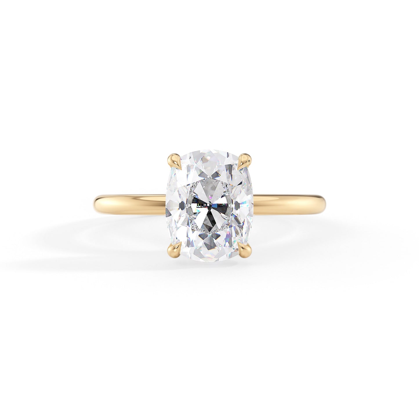 Daisy-1.80 Carats Cushion Moissanite Hidden Halo Engagement Ring