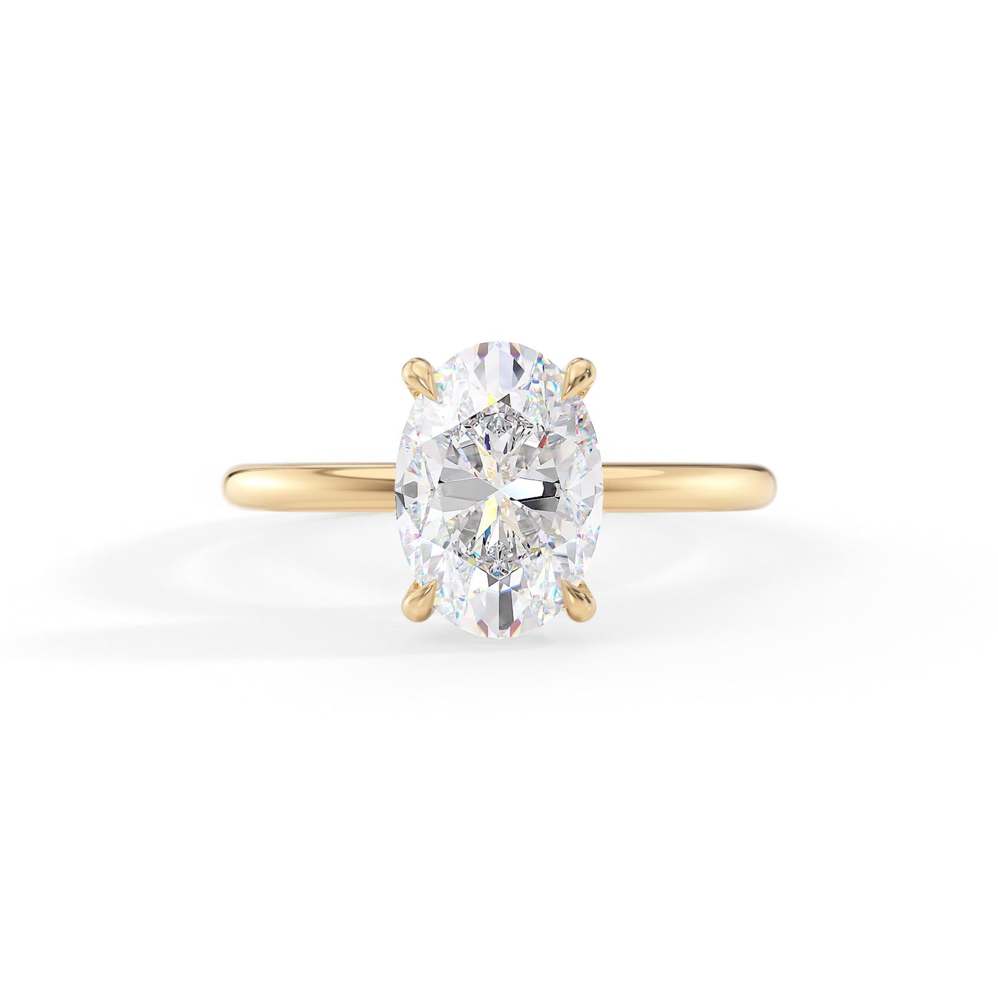 Alexandra-1.50 Carats Oval Moissanite Hidden Halo Engagement Ring