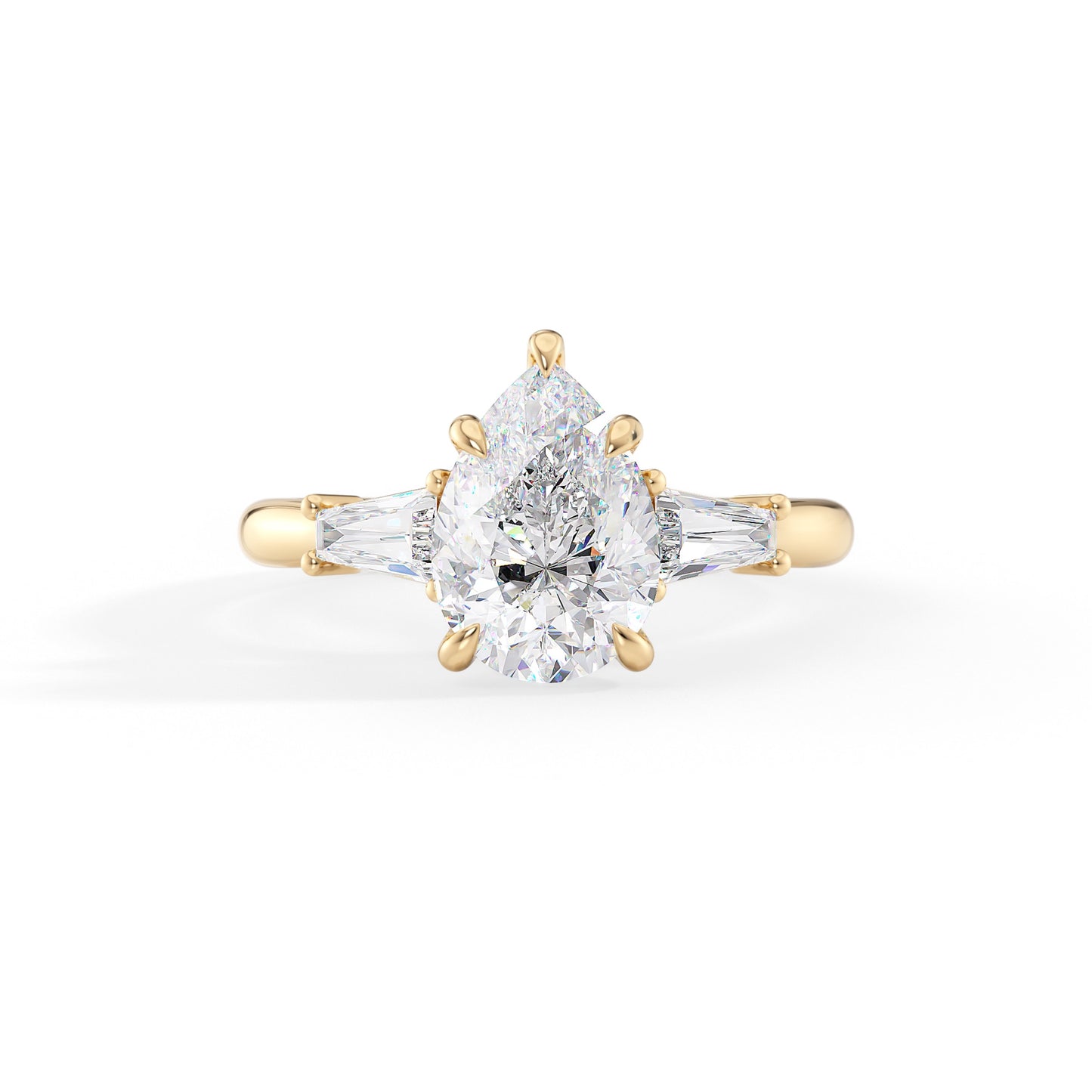 Reagan-1.80 Carats Pear Moissanite Three Stone Engagement Ring