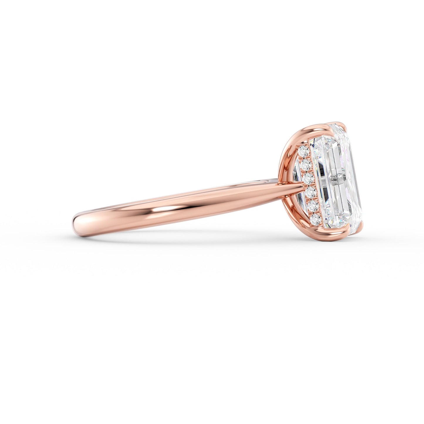 Willow-1.20 Carats Emerald Moissanite Hidden Halo Engagement Ring