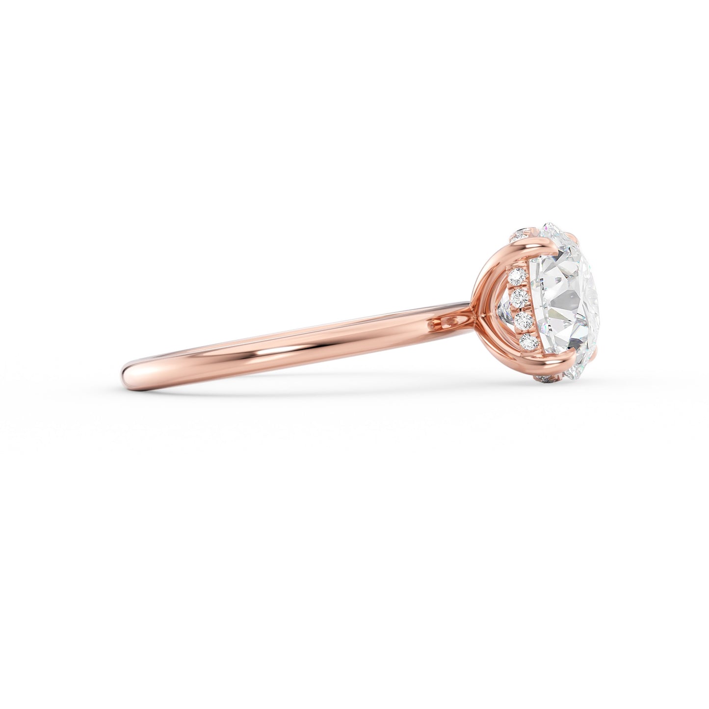 Julia-1.20 Carats Round Moissanite Hidden Halo Engagement Ring