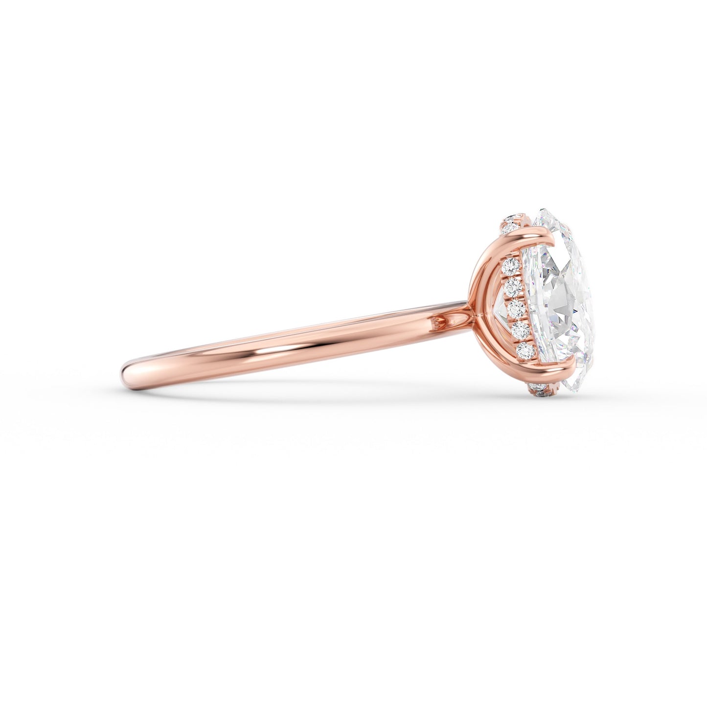 Alexandra-1.50 Carats Oval Moissanite Hidden Halo Engagement Ring
