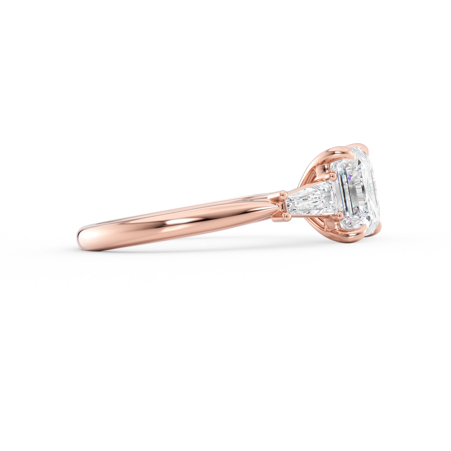 Makayla-1.50 Carats Asscher Moissanite Three Stone Engagement Ring