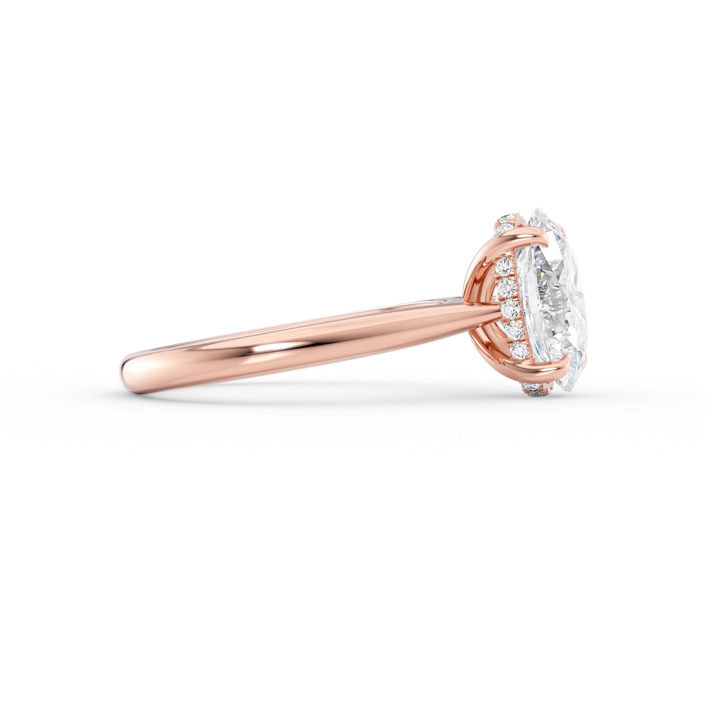 Bella-1.0 Carats Oval Moissanite Hidden Halo Engagement Ring