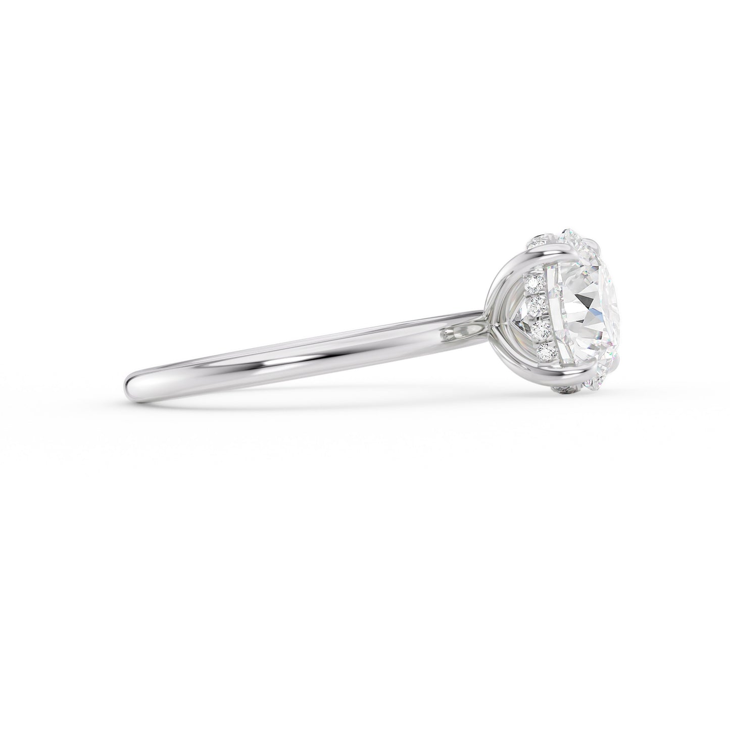 Bailey-1.50 Carats Round Moissanite Hidden Halo Engagement Ring