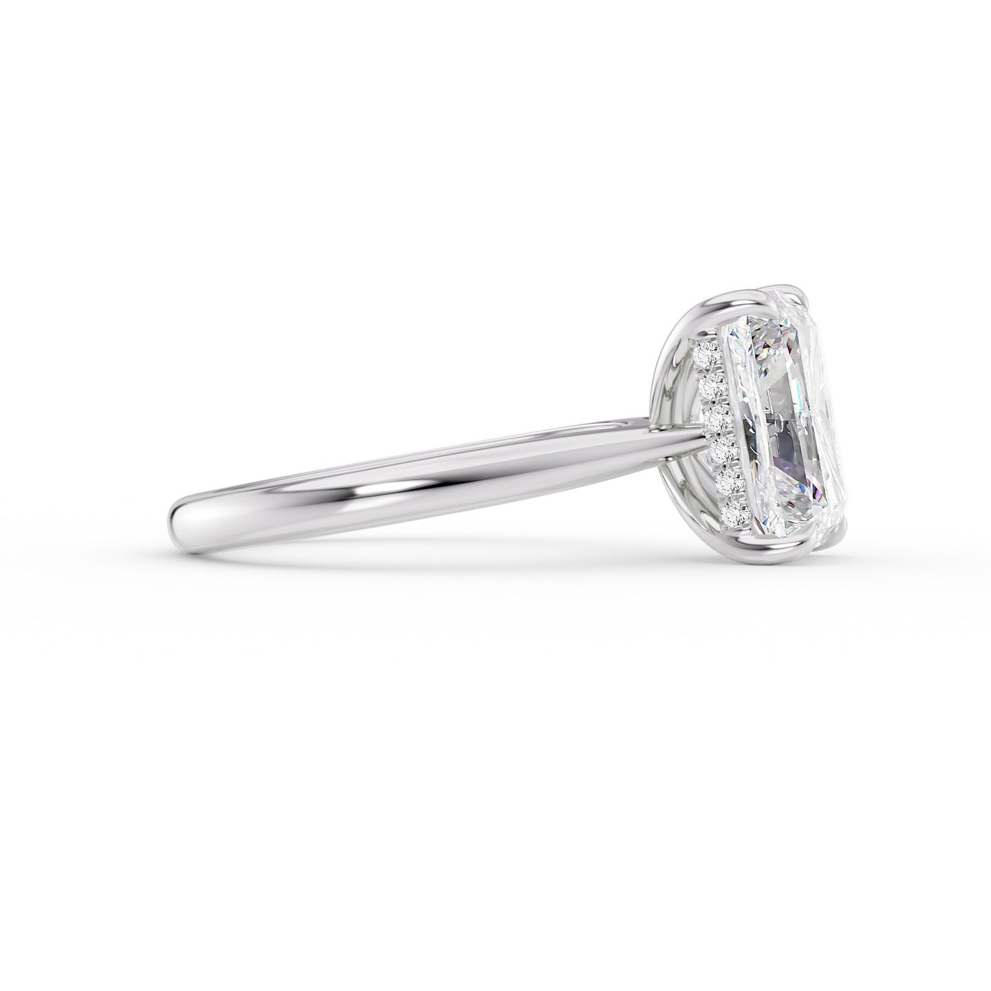 Molly-1.20 Carats Radiant Moissanite Hidden Halo Engagement Ring