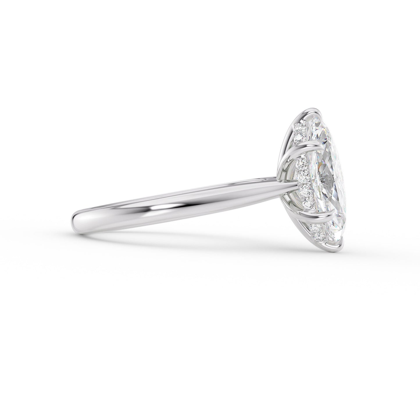 Zoe-1.0 Carats Marquise Moissanite Hidden Halo Engagement Ring