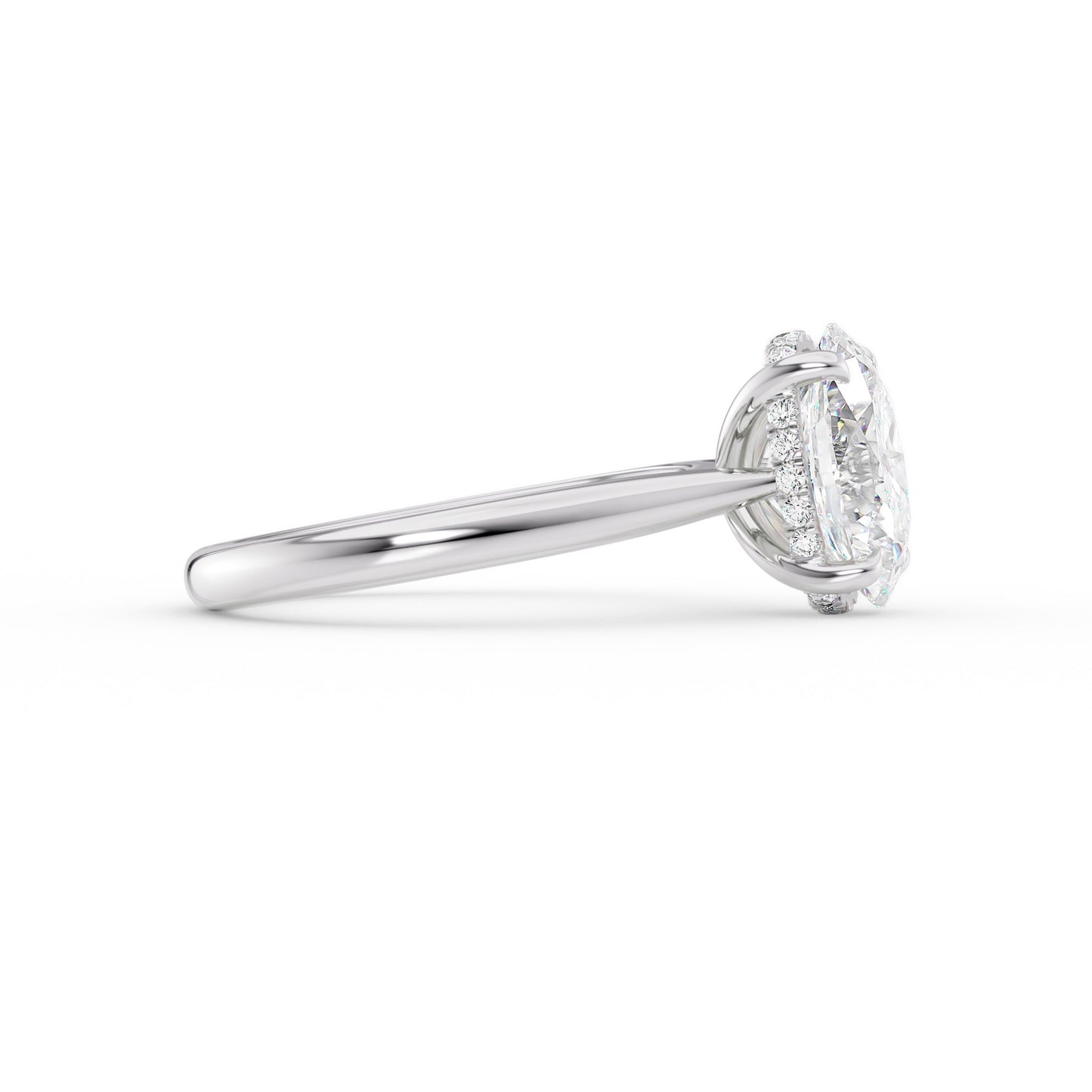 Bella-1.0 Carats Oval Moissanite Hidden Halo Engagement Ring