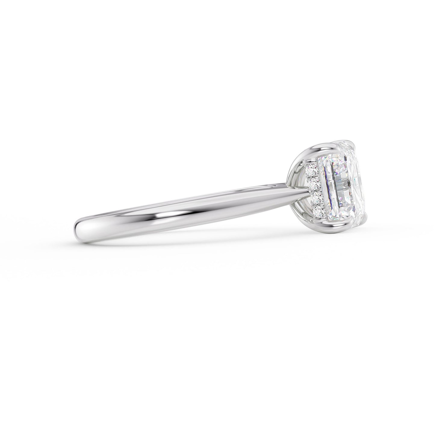 Taylor-1.0 Carats Asscher Moissanite Hidden Halo Engagement Ring